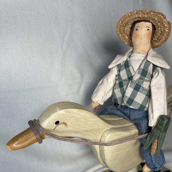 Man Riding Goose- Goose Primitive Folk Art - Picture 2 of 6